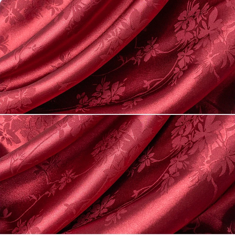 

Soft Jacquard Imitation Acetate Satin Fabric Sewing Cheongsam Shirt Pants Bed Four Piece Set Packaging DIY Fabric
