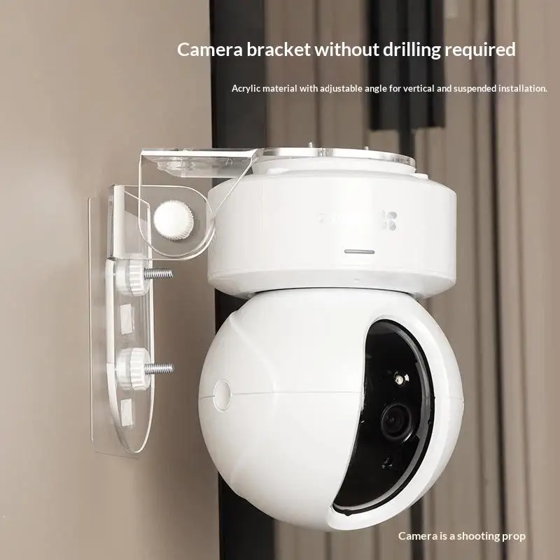 ∘Drill-free Wall Mounted Acrylic Stand Adjustable Angle Camera Base for Rental Apartment Security Cam Mount