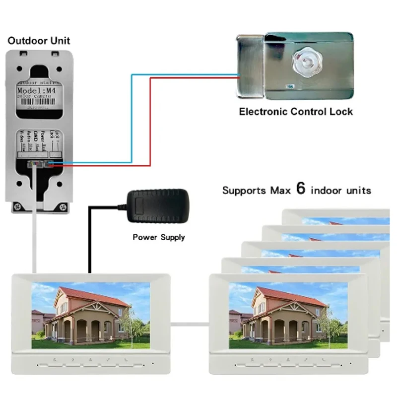 7 Inch Wired Video Intercom With Camera Doorbell Waterproof Apartment Security Protection Private Residential Support Unlock Mon