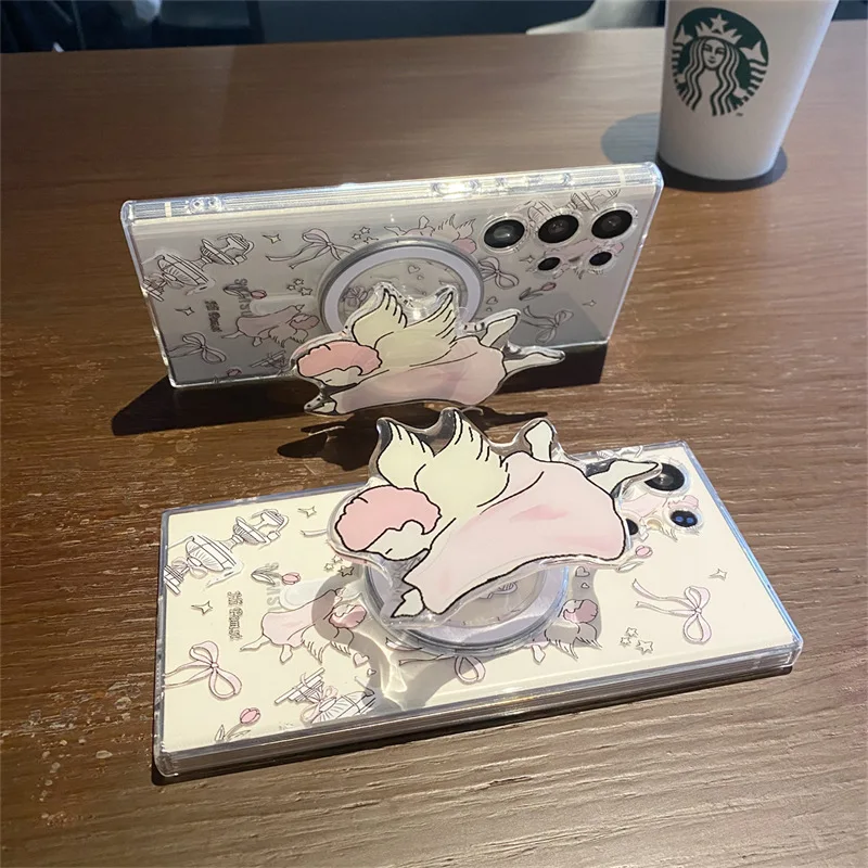 Funda transparente Magsafe con dibujos animados para Samsung Galaxy, carcasa protectora para Samsung Galaxy S20, S21, S22, S23 Ultra, S20 + S21 + S22 + S23 Plus