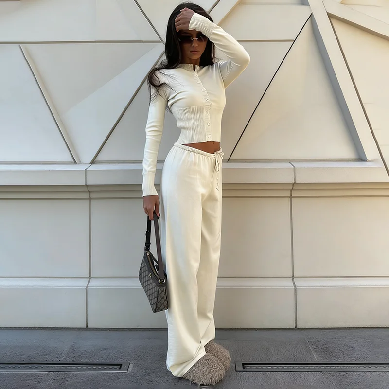 Women's Fall Winter Knitted Cardigan & Trousers Set