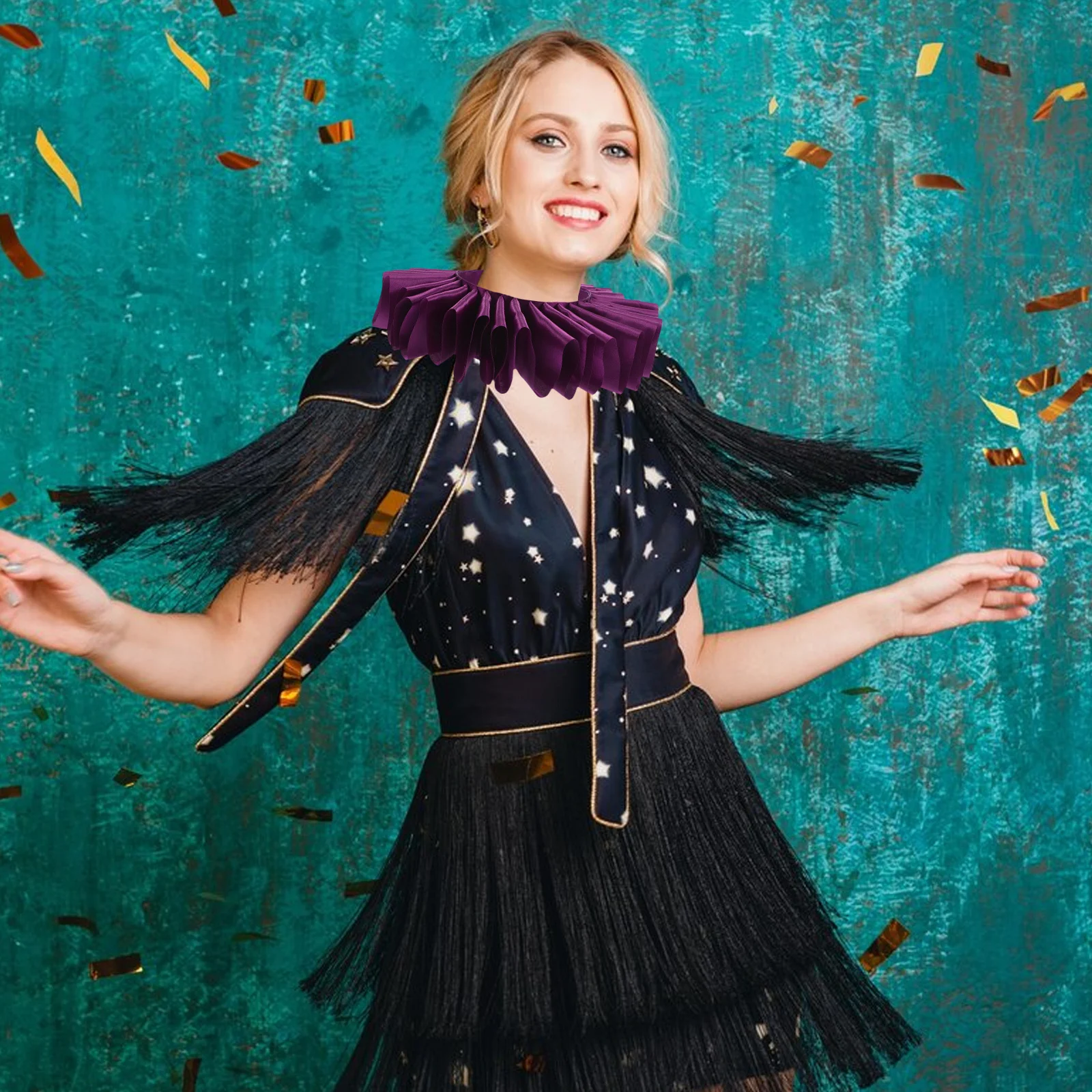 

Detachable Ruffle Collar Women False Neck Accessory for Wedding Photoshoots Theatrical Costumes Elegant Lightweight Portable