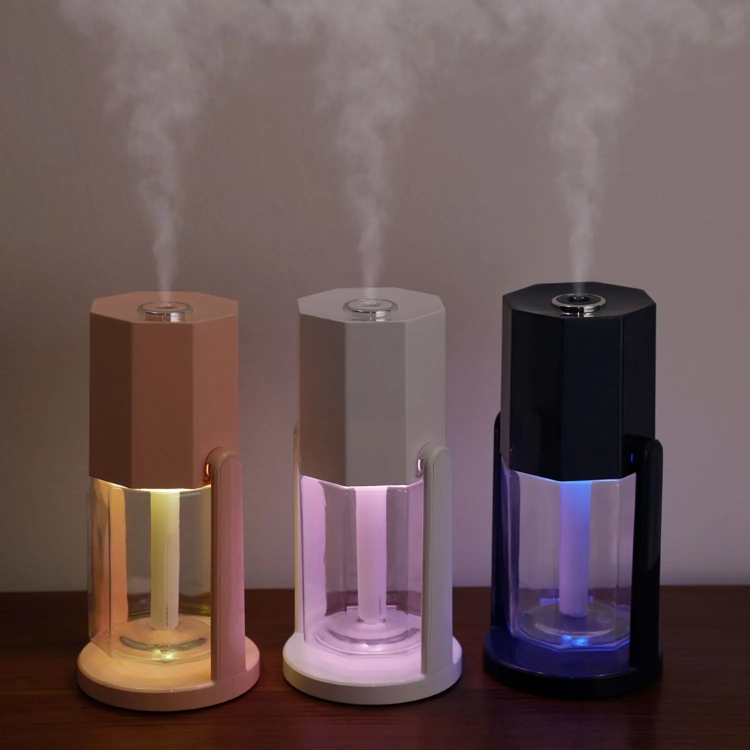 240ML Shake Head Air Humidifier for Car with Colorful Atmosphere Lights Mini Ultrasonic Humidifier for Home Office Mist Maker