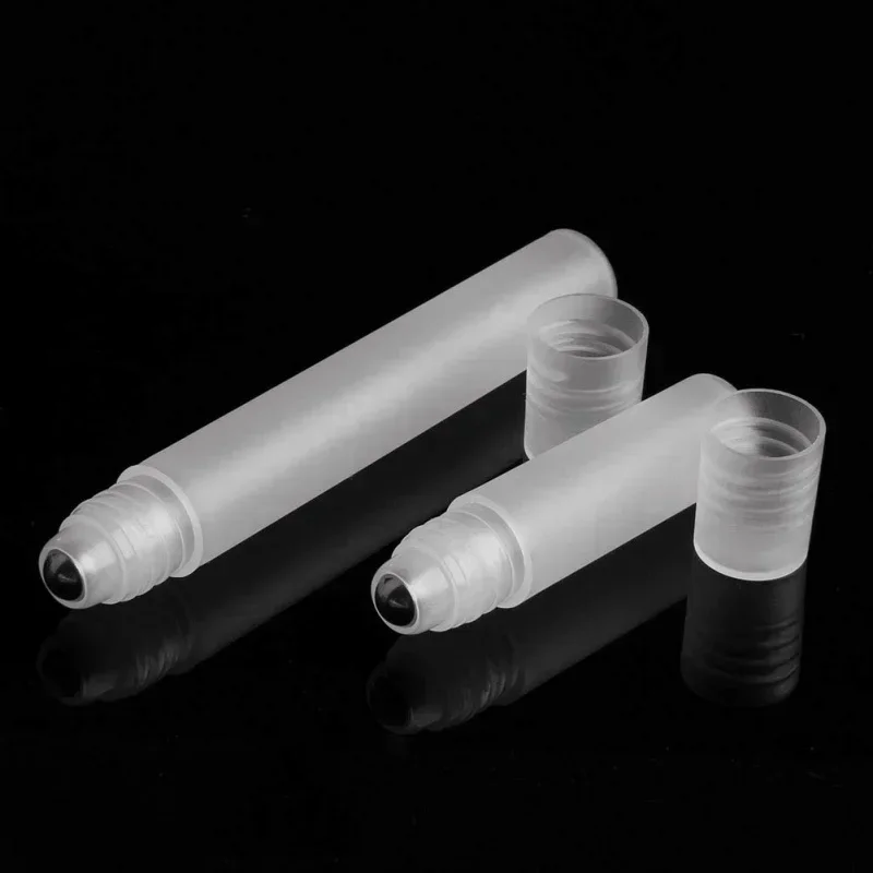 

10Pcs 5/10ml Stainless Steel Roller Massager Empty Perfume Bottles Cosmetics Matte Transparent Refillable Plastics Containers