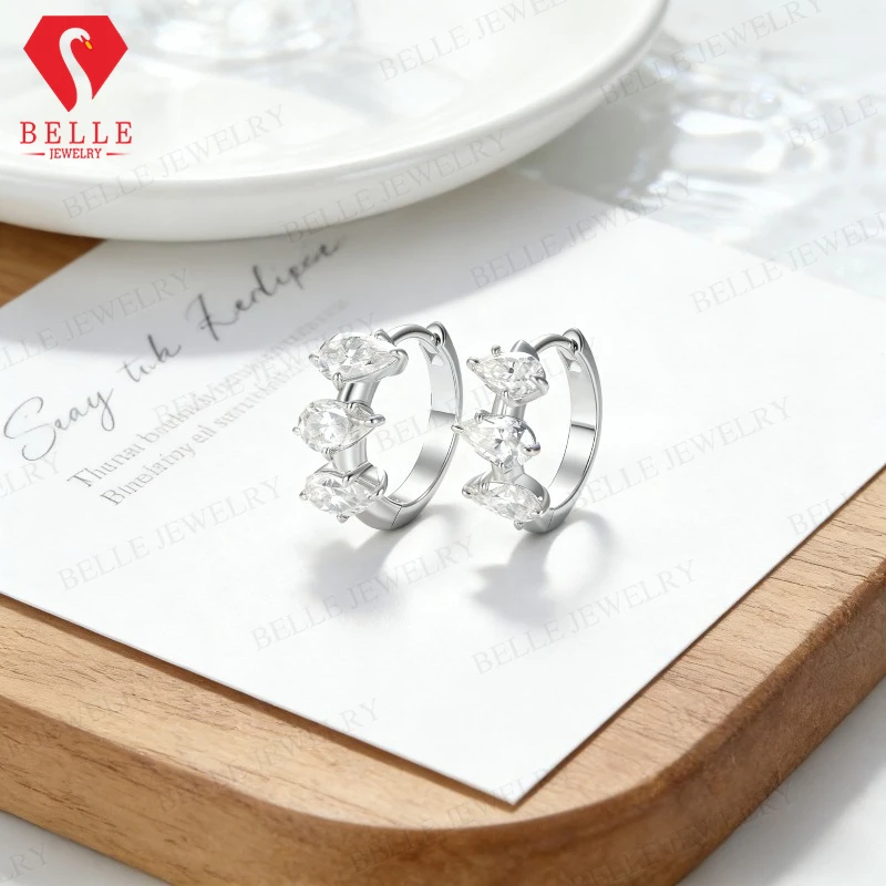 

Moissanite Pear Cut Earrings D White Green Red White Gold Yellow Gold Classic Shine Women Jewelry Trendy Gift Choice