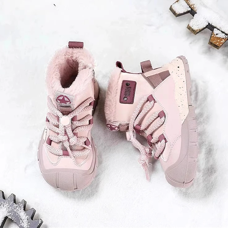 الشتاء الفتيات موضة أحذية الثلوج 2025 الاتجاه تصميم الاطفال أفخم الأحذية فو الفراء المراهقين الفاخرة عدم الانزلاق الأطفال أحذية قطنية دافئة #4