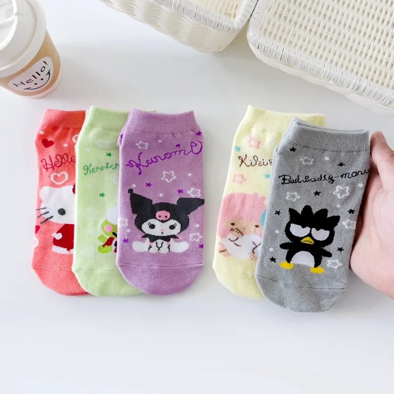 Cartoon Girl Short Socks Kawaii Sanrio Hello Kitty My Melody Cartoon Anime Sock Cotton Soft Breathable Spring Autumn Winter Girl