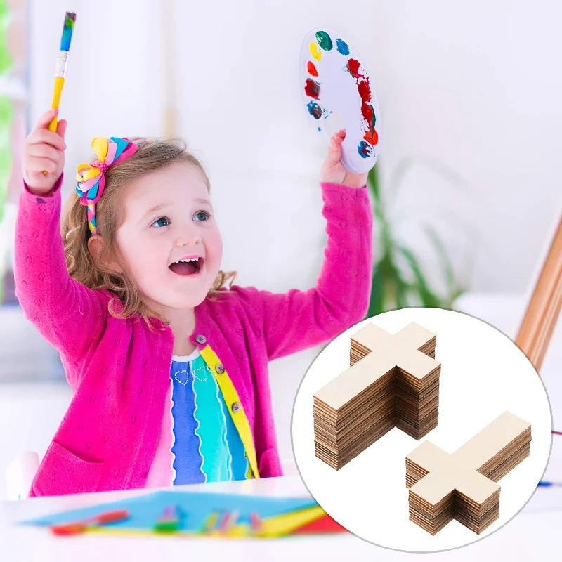 

48 шт. пустой деревянный крест незавершенные деревянные вырезы в форме креста для проектов DIY воскресная школа церковь украшения дома