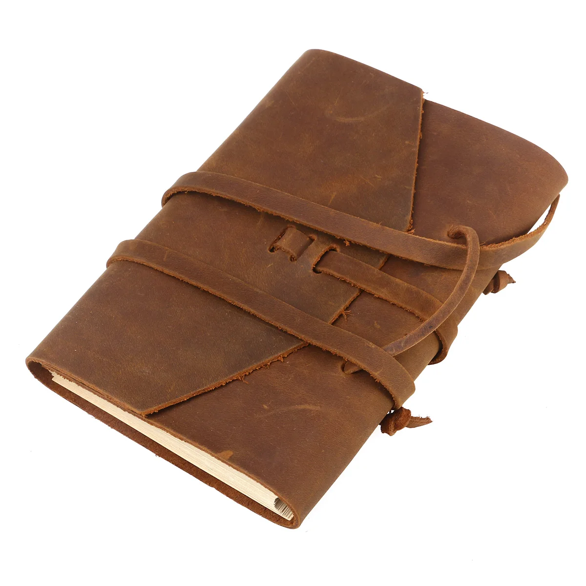 

Hand-tied Rope Notebook Kraft Paper Large Pages Travel Journal Diary Vintage Cowhide Cover DurableClassic Design