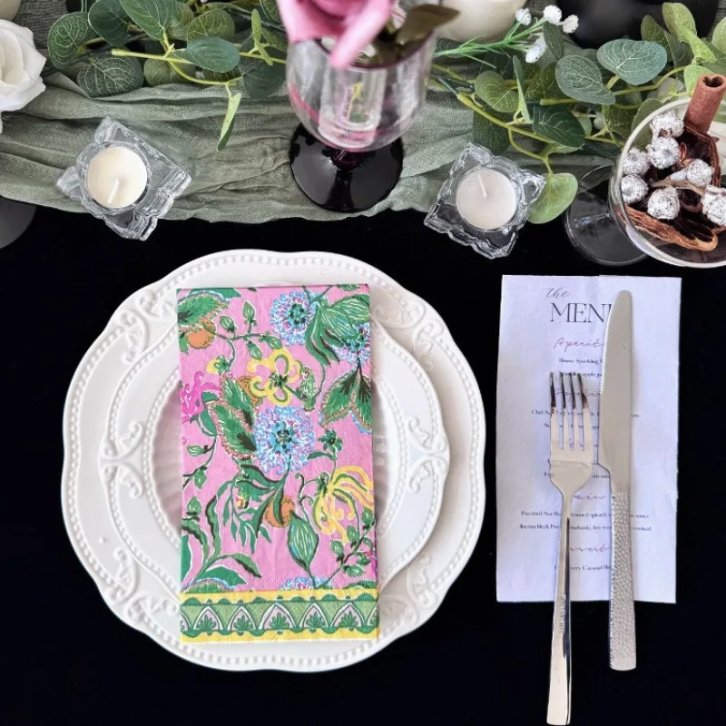 10/20pcs 33*40cm 2Layer Watercolor Flower Printed Napkins Party Decoration Disposable Table Mat DIY Decoupage Paper