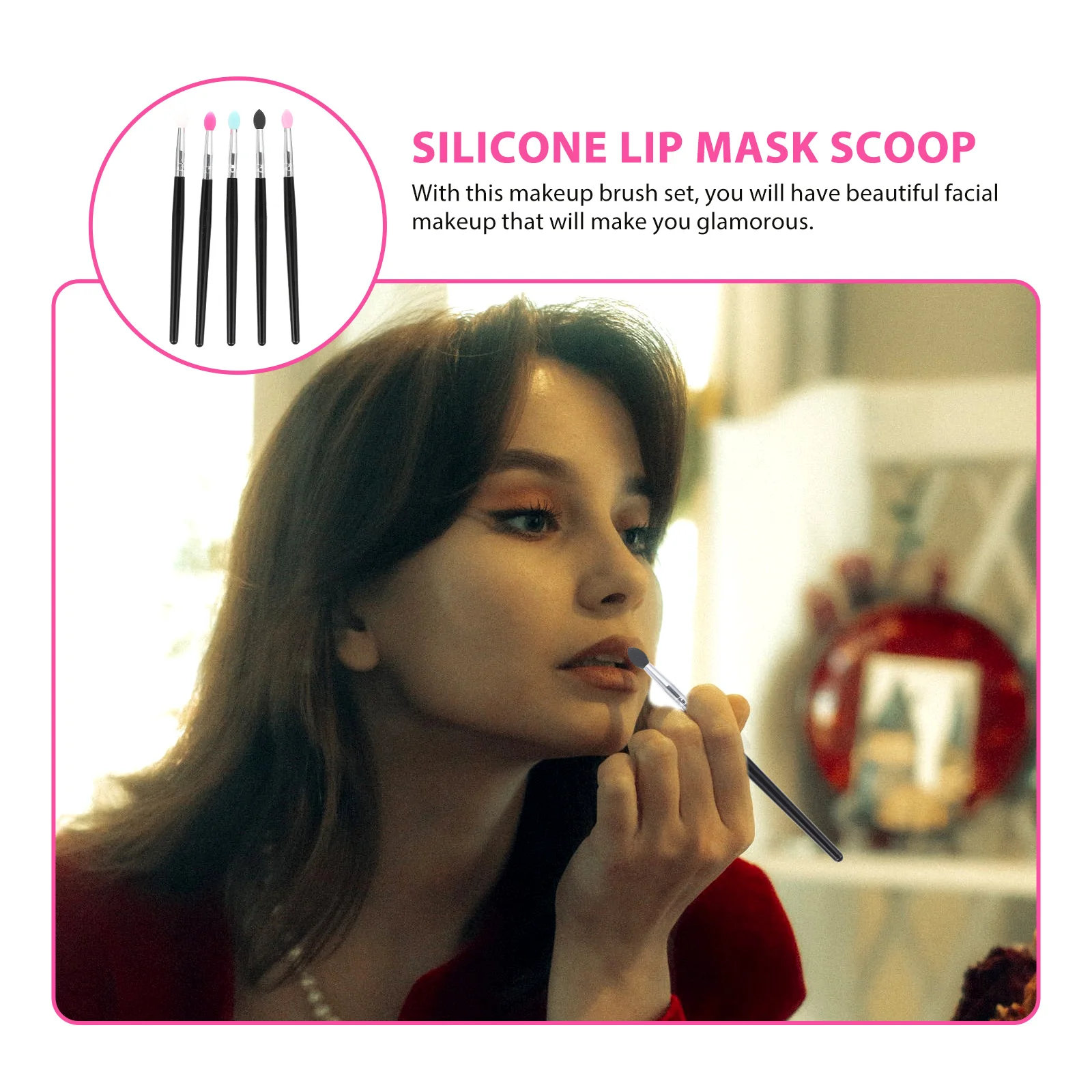 5 uds cepillo de sombra de ojos punta de silicona Flexible para lápiz labial máscara de labios crema mujeres belleza maquillaje cepillo aplicador de cosméticos