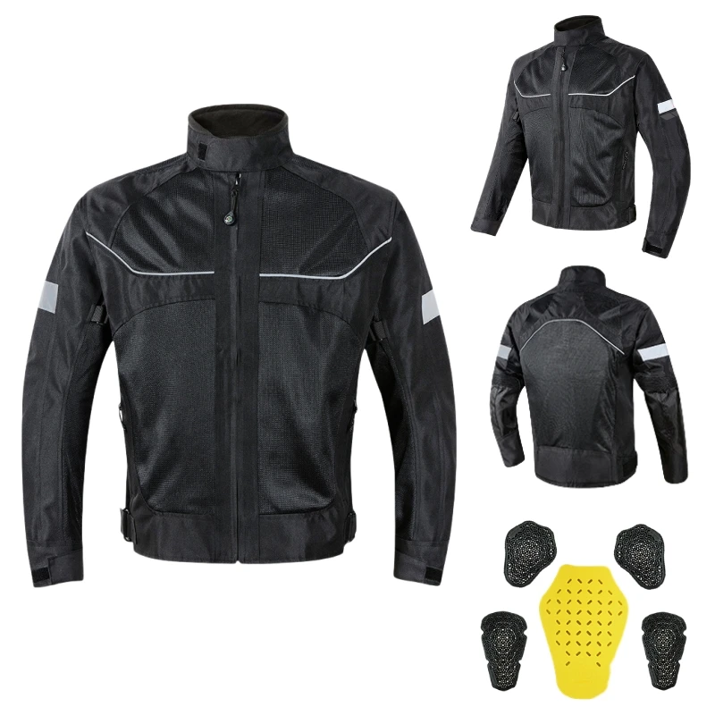 Summer Breathable Unisex Motorcycle Jacket Mesh Moto Riding Jacket With Detachable EVA Back Protector CE Shoulder And Elbow Pad