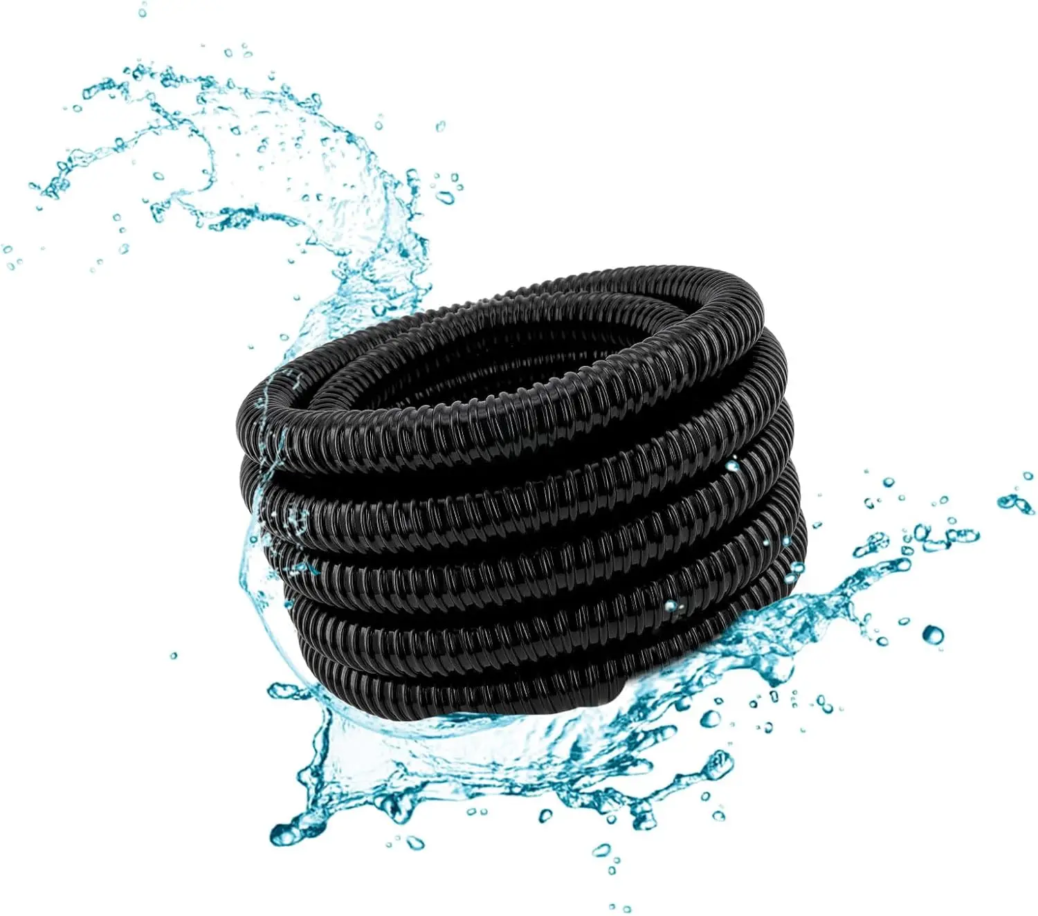 Pond Tubing 1.25 Inch 1-1/4'' Diameter, 23.6 Feet Long Corrugated Flexible Hose Pipe, Pool PVC Tube for Garden Ponds Waterfalls