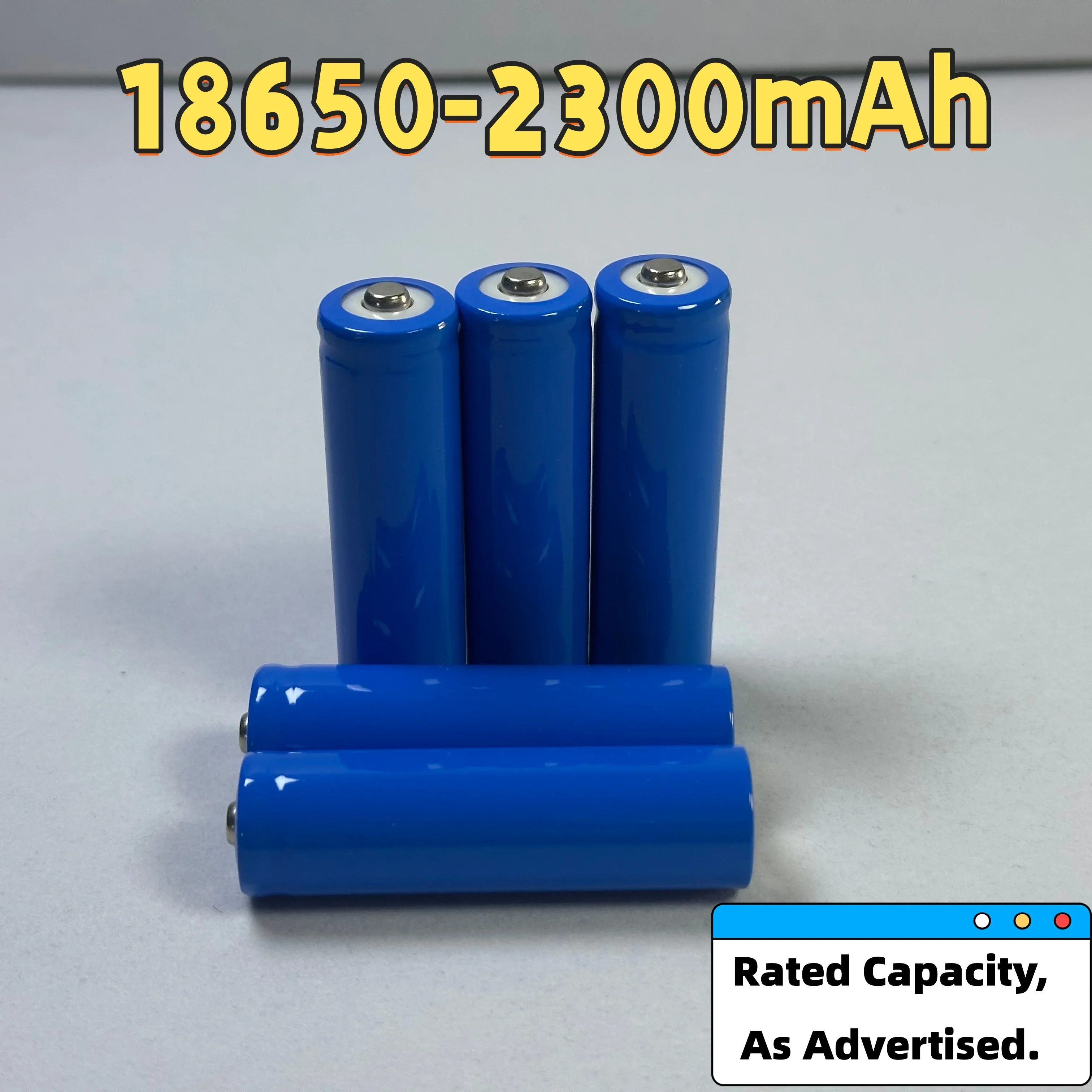 Protected 18650 Li-ion Battery 3.7V 2300mAh Button Top Rechargeable Lithium Cell for Flashlight Portable Fan DIY Power Pack