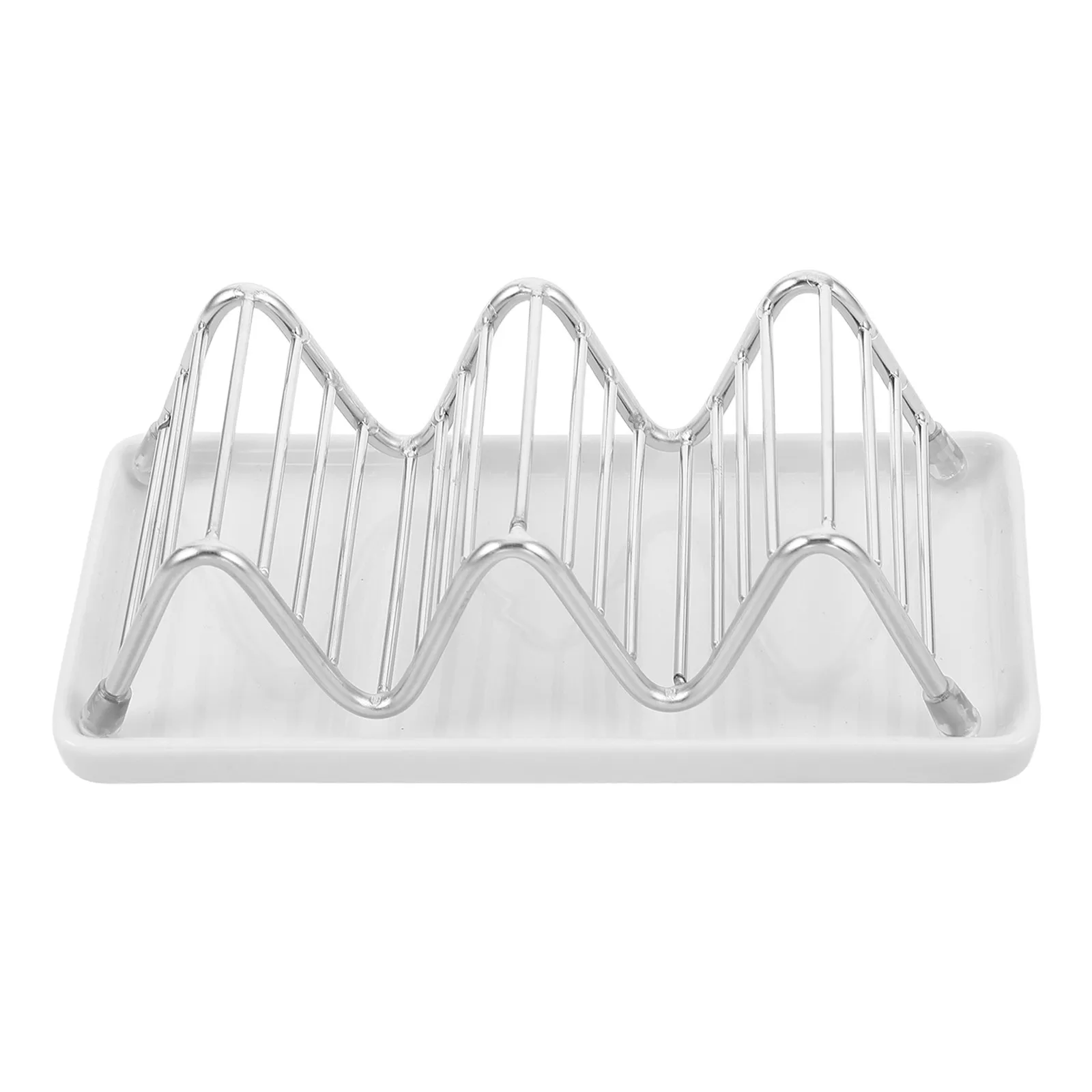 

Stainless Steel W-Shaped Drainage Soap Dish Tray Ceramic Holder for Bathroom Kitchen Shower Bar Soap Holder 6.3x2.9x2.1inch