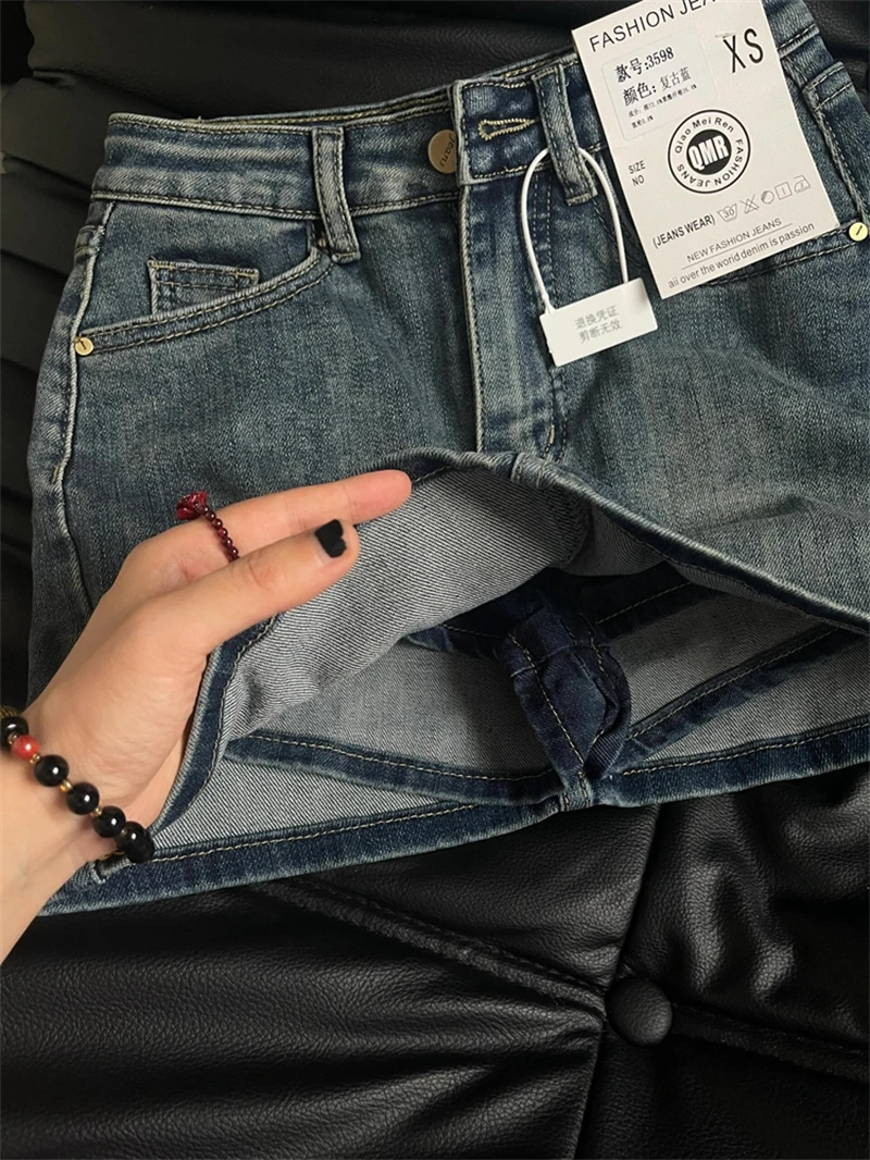 Blauer A-Linien-Jeansrock für Damen, Y2k-Jeans-Shorts, Röcke, Harajuku, 90er-Jahre, Vintage-Mini-Cowboy-Rock, 2000er-Jahre-Modekleidung, Sommer 2024 – Detail 4