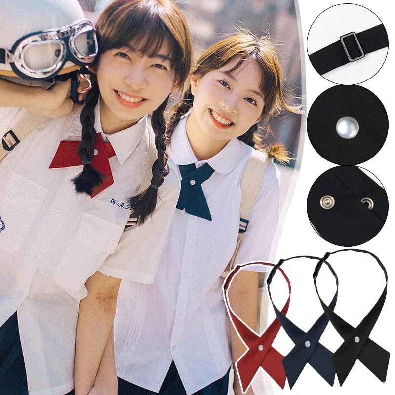 Girls Student Uniform Bow Tie Ties Solid Men's Women's Solid Professional BowTie Women's Cross Day Cravat Prom Graduation Casual