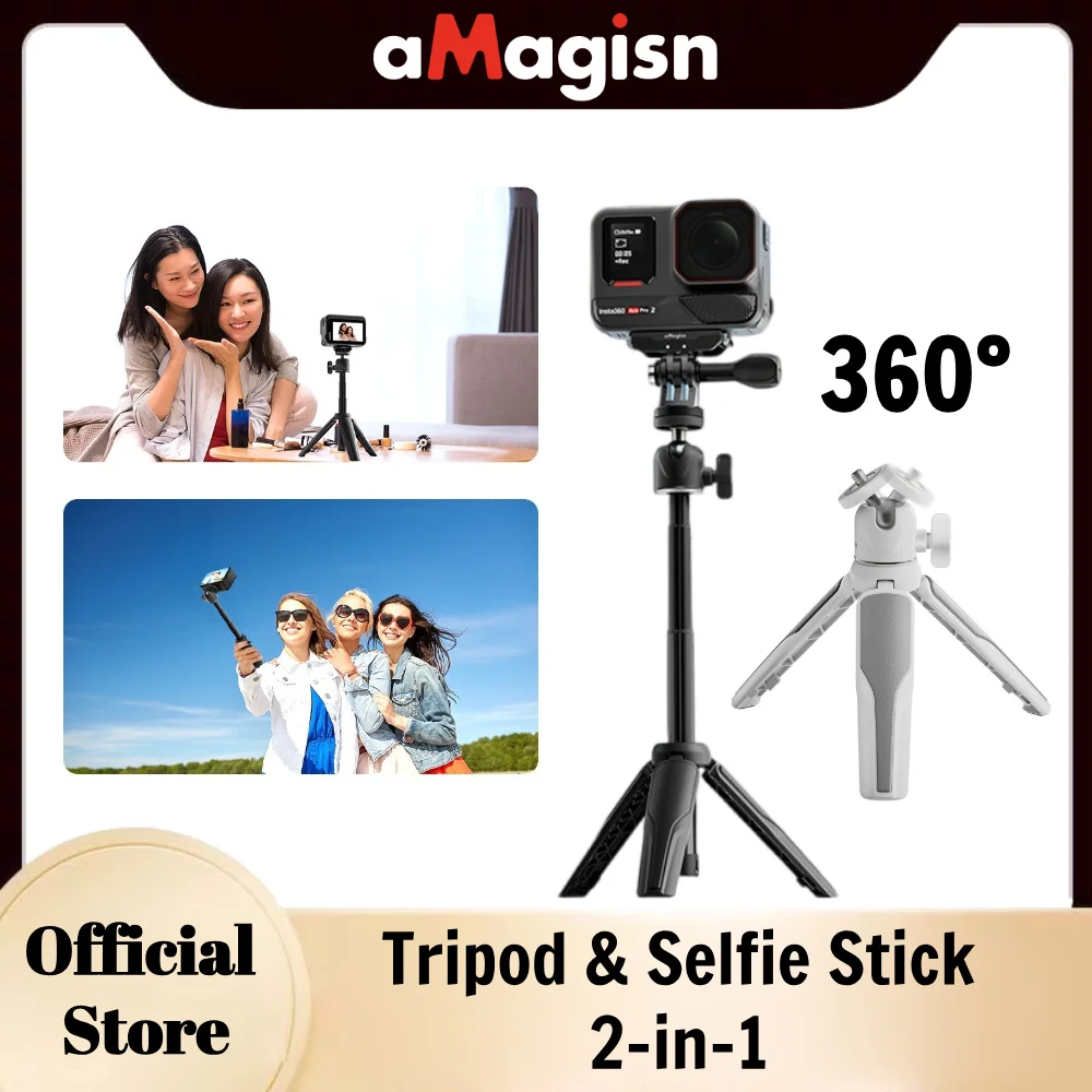 

aMagisn Telescoping Tripod Selfie Stick with 360°Ball Head for Action Camera,12in Tripod Mount for AKASO Gopro DJI Insta360