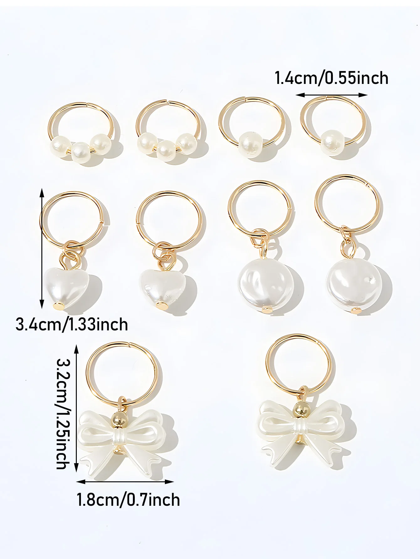 6PCS Pearl white Crystal Butterfly Braids Clips Flower Loc Jewelry Pearl Hair Charms Gold Hair Cuffs Rings Metal Dreadlock Beads