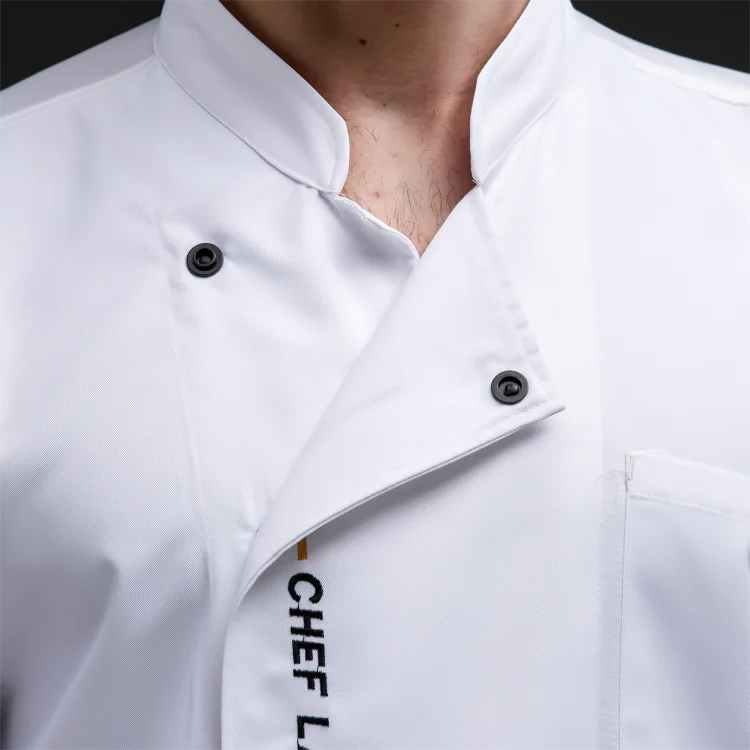 Vestes de chef à manches longues pour hommes, uniforme de restaurant, logo personnalisé, service de chemise, robe de chef respirante Chamonix, tablier blanc