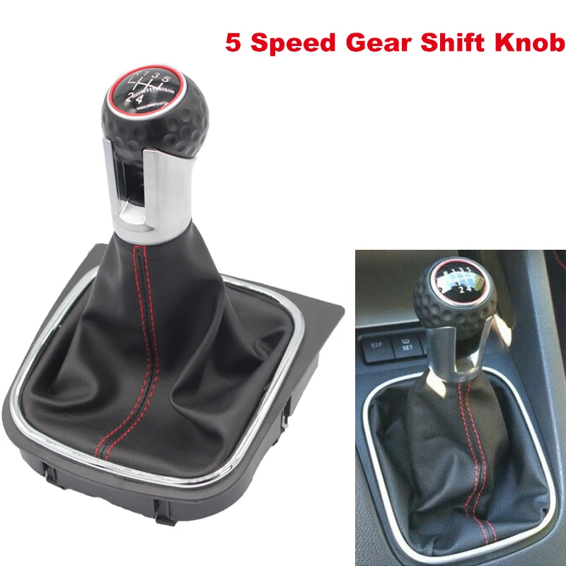 Car 5 6 Speed Gear Stick Shift Knob Boot for VW Golf Rabbit Jetta MK5 MK6 2004 2005 2006 2007 2008 2009 2010 2011 2012 2013 2014