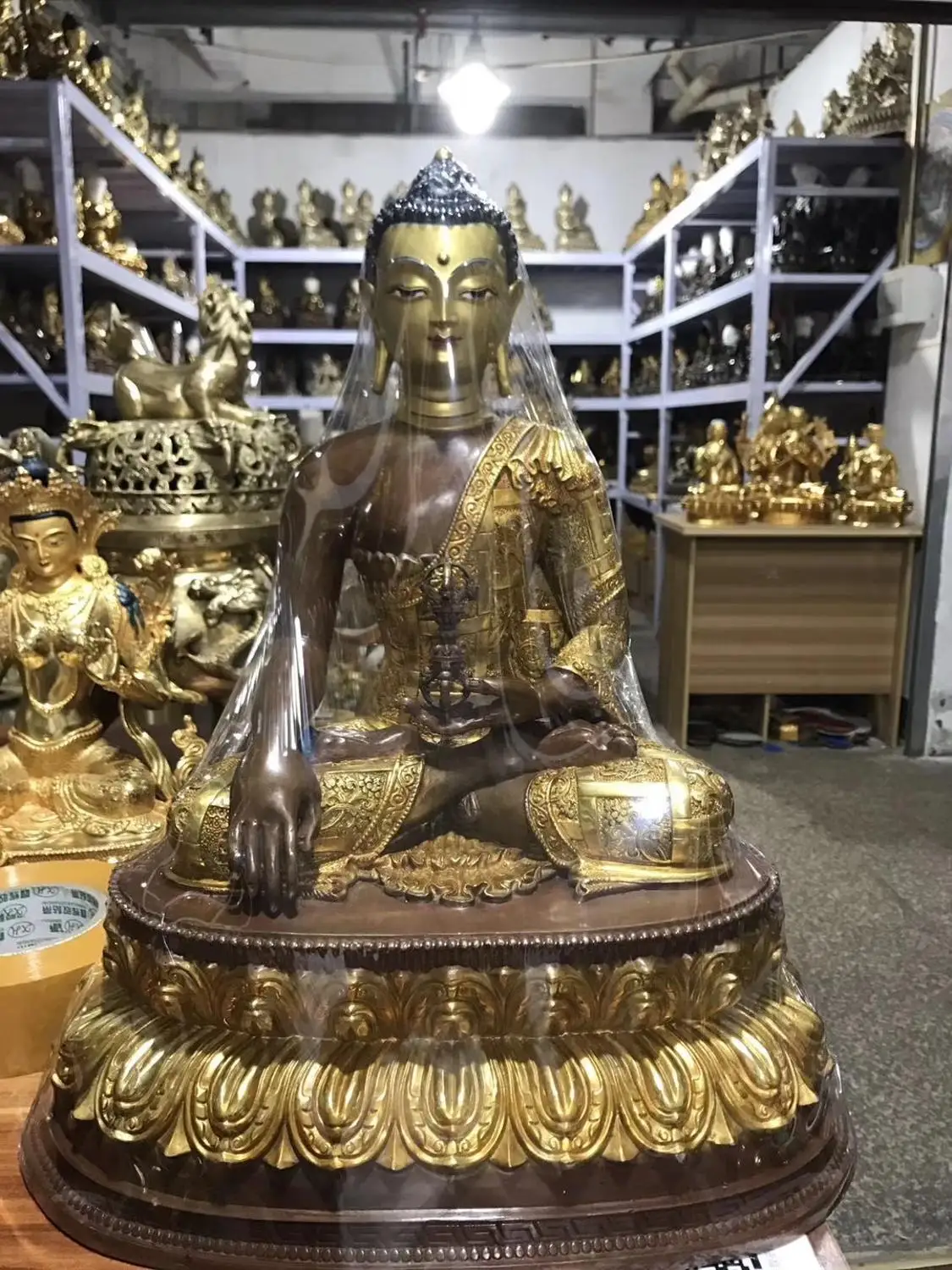46CM Large Huge High-grade quality gilding gold Buddha statue HOME family Temple Tibet Nepal Vajra Mitukpa Tathagata Buddha