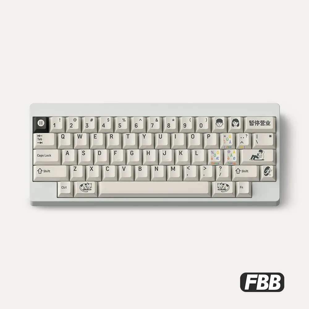 

FBB Keycap Happy Typing PBT Dye-Sub Custom Cherry Profile For Mx Cherry Switch Gaming Mechanical Keyboard 60 75 80 100%