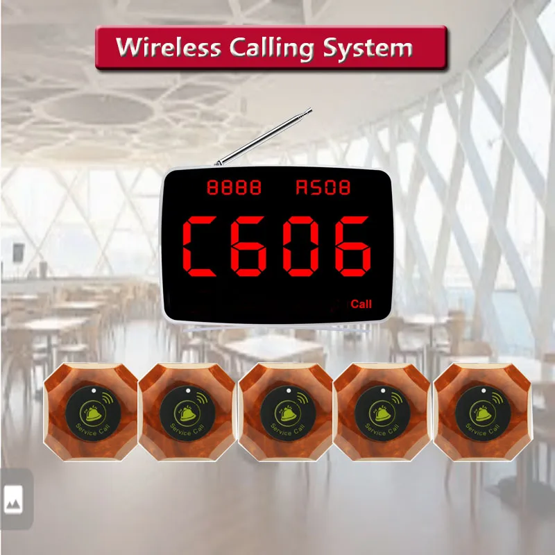 QWICALL Manufacturer Wireless Waiter Pager System Restaurant 5 Call Buttons for Bar,restaurant,Office,Cafe Customer Service Bell