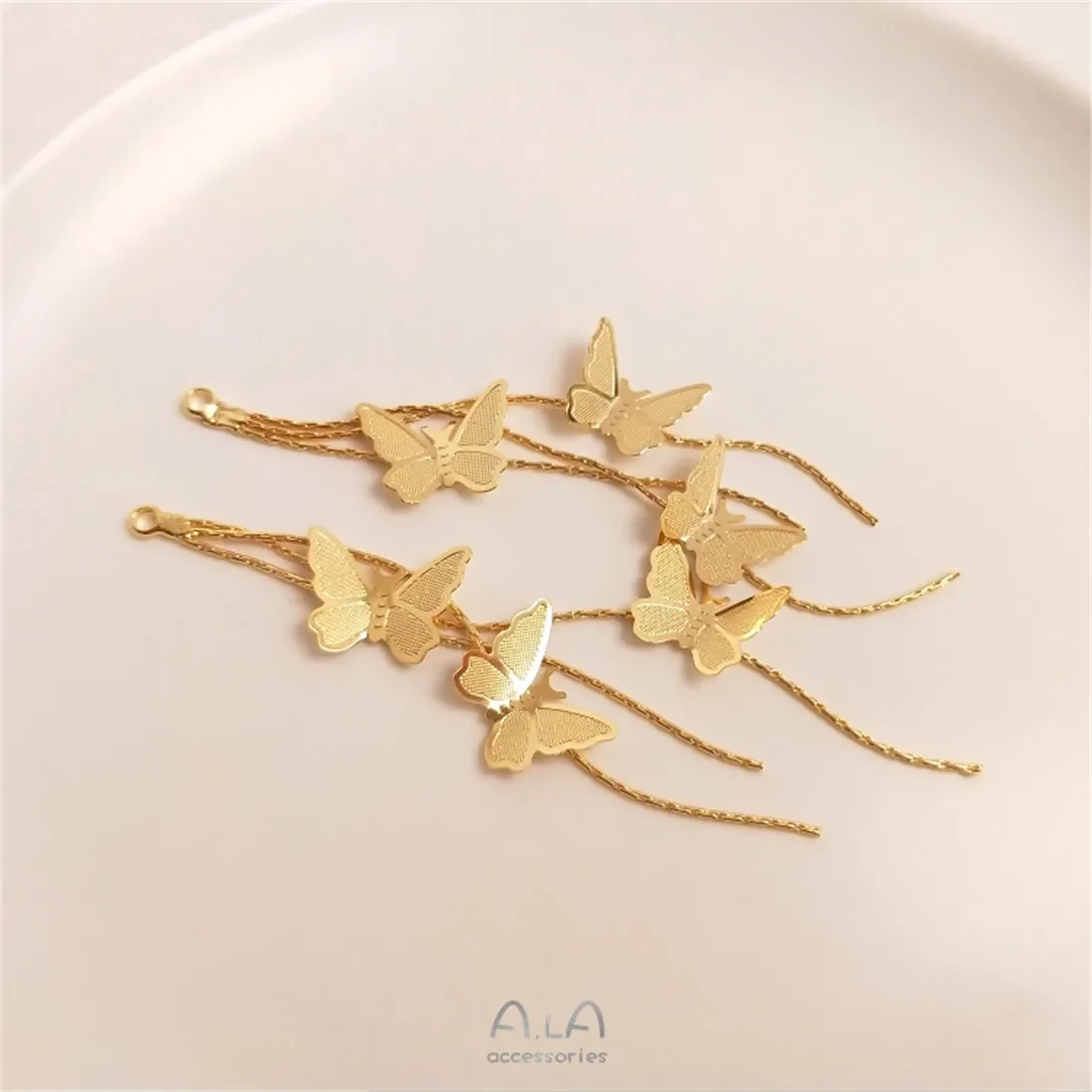 

Copper Clad 14K Light Gold Plated 18K Real Gold Fairy Butterfly Tassel Hanging Chain DIY Earrings, Pendant Earrings Accessories