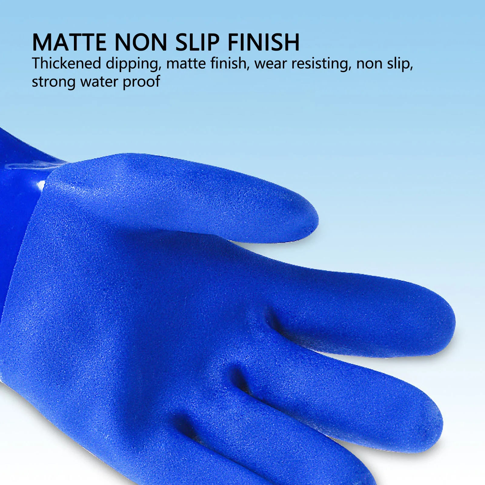 قفازات حرارية مبطنة من الصوف قفازات عمل شتوية مطاطية غير قابلة للانزلاق -20 ℃ قفازات مقاومة للماء باللون الأزرق #5
