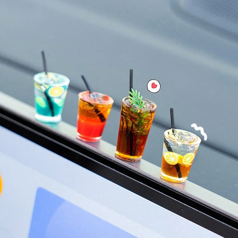 Cars Ornament Mini Beverage Cup Ice American Coffee Ice Black Tea Healing Series Car Center Console Decorative Accessories