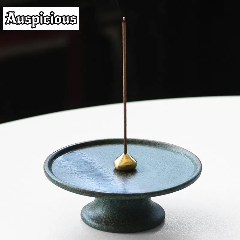 Bronze Green Glaze Water Drop Incense Holder Mist Smoking Steamers Incense Burners Consecrate Censer Tableware Supplies Craft