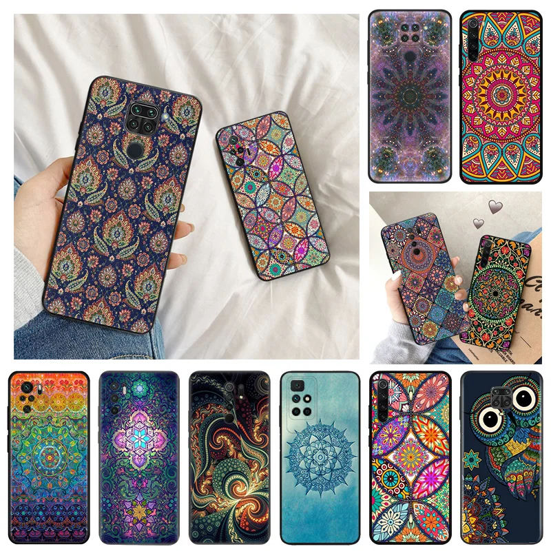 Ultra Thin Silicone Phone Case For Redmi Note 9 10 8 7 8t a3 a3x 13 10c 10a 9a 9c 9s 10s Xiaomi 9t 10t Pro Abstact Mandala Cover