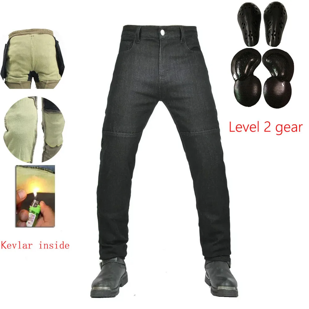 Motorcycle Riding Jeans Pants | Soft Elastic Inset Gear | Wear-resistant Fireproof Kevlar Protective Layer on Hips And Knees