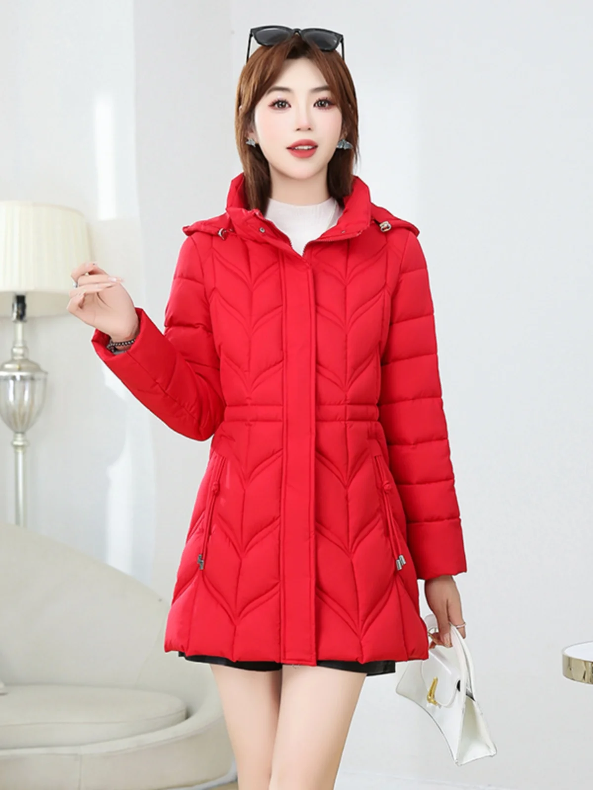 

Faionable Winter Cotton Jaet Women's Mid-Length Warmth Sli plus Size Trendy Mom Cotton Clothes Middle-Aged And l...