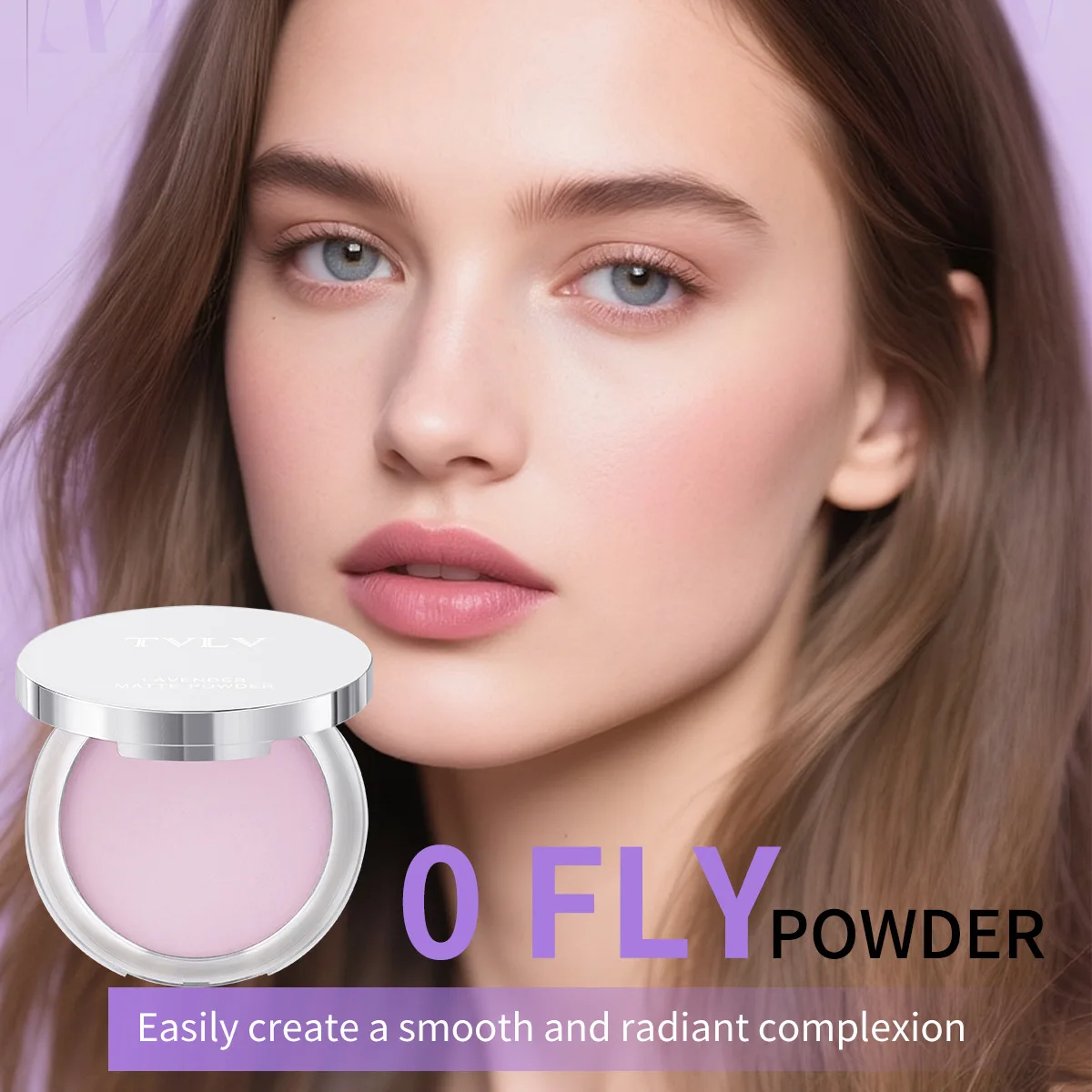 Lavender Pressed Powder Matte Powder Lasting Oil Control Full Coverage Face Compact Setting Powder Makeup Foundation Cosmetics