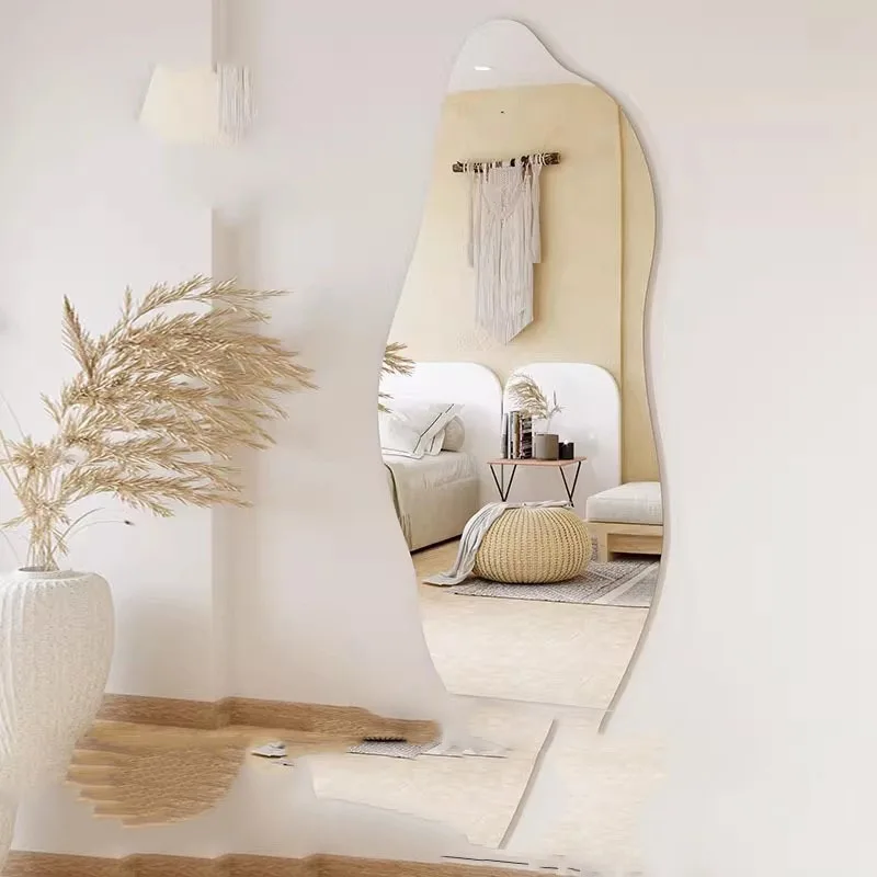 جدار الغرور مرآة كامل الجسم الفتيات الجمالية سحابة صغيرة الفن الحديثة الكبيرة غير تقليدي مرآة ضوء LED متموجة Espelhos ديكورات المنزل