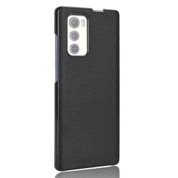 Luxury Fold Carbon Fiber Slim PU Leather and PC Back Cover For LG Wing 5G Case 6.8 inch Fall prevention Solid color Phone Case