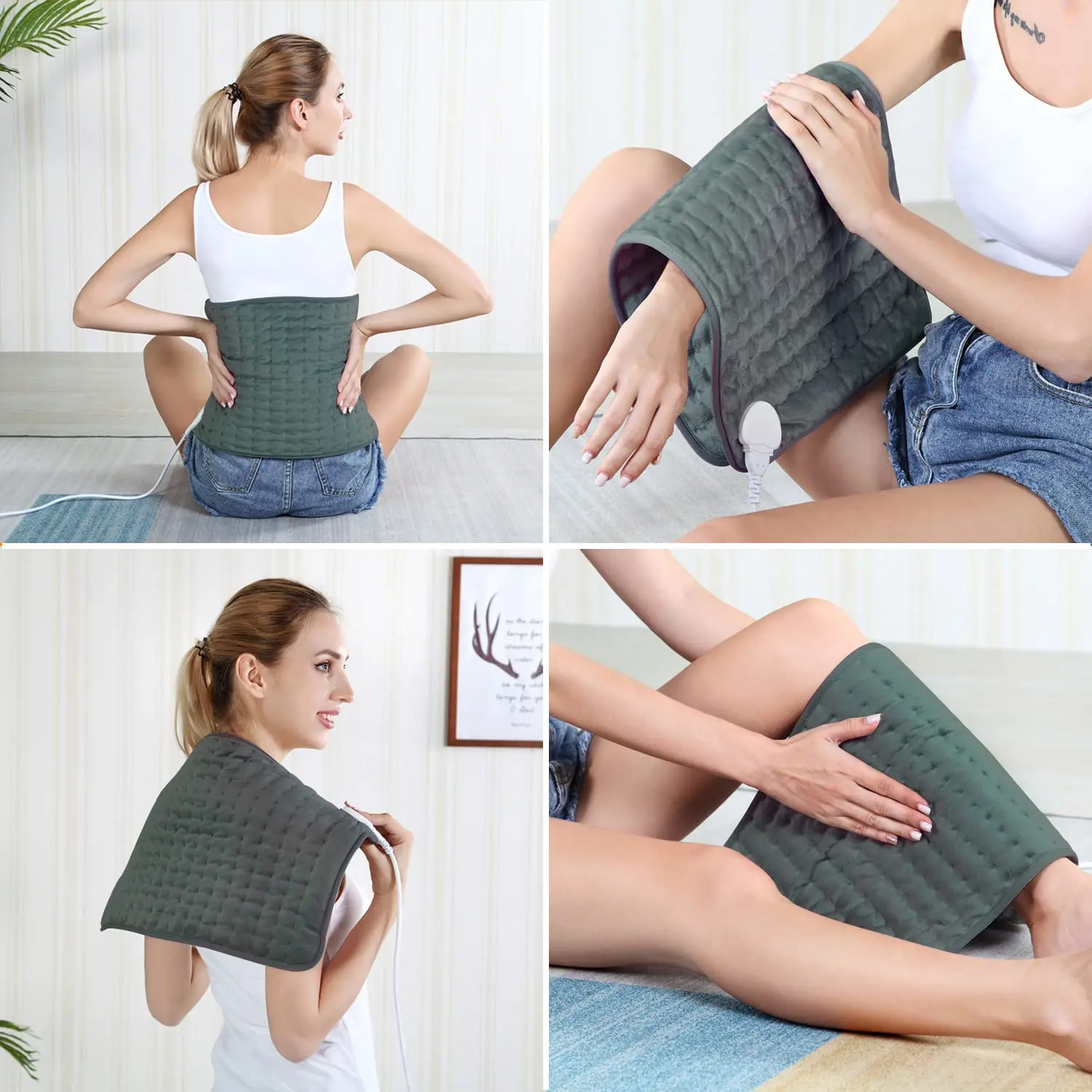 Soft Washable Thermal Electric Heating Pad Blanket For Shoulder Legs Feet Hands Abdomen Winter Warming Heated Mat 6 Levels Gray