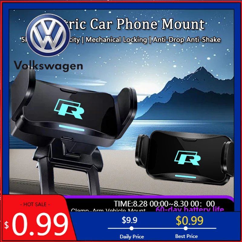 

Крепление для телефона в автомобиль VW 2026: электрическая подставка, держатель для навигации для VW R, Tiguan, Passat, Golf, ID.3, Touran, Beetle, Phaeton, T-Cross