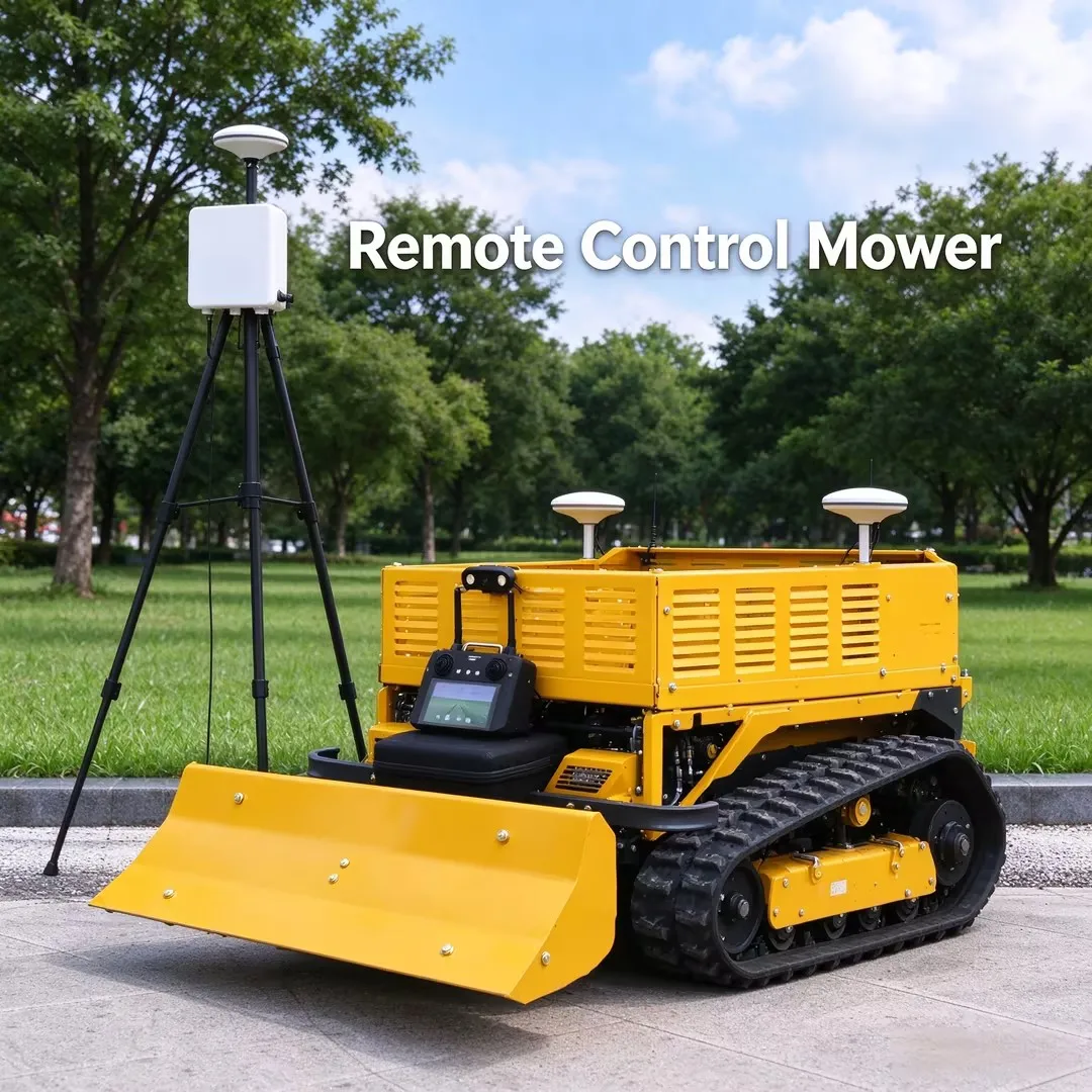 Customized Crawler Tracked RC Lawn Mower Rechargeable Wireless Remote Grass Trimmer For Green Belt Maintenance