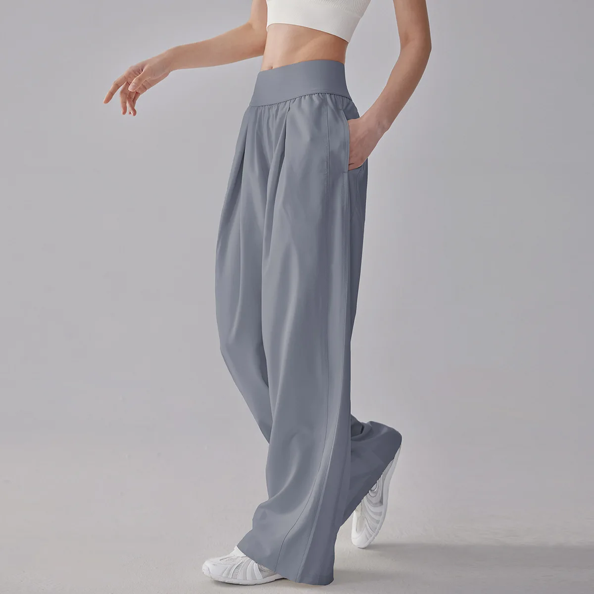 Pantalon de sport à entrejambe ouvert pour femmes, ample, droit, décontracté, respirant, jambes larges, Yoga, entraînement, Fitness
