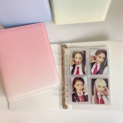 Gradient Colored Binder A5 Photocard Collect Book Cream PU Leather 3inch 4grid Photocards Holder Idol Photo Album Kpop Girl Gift