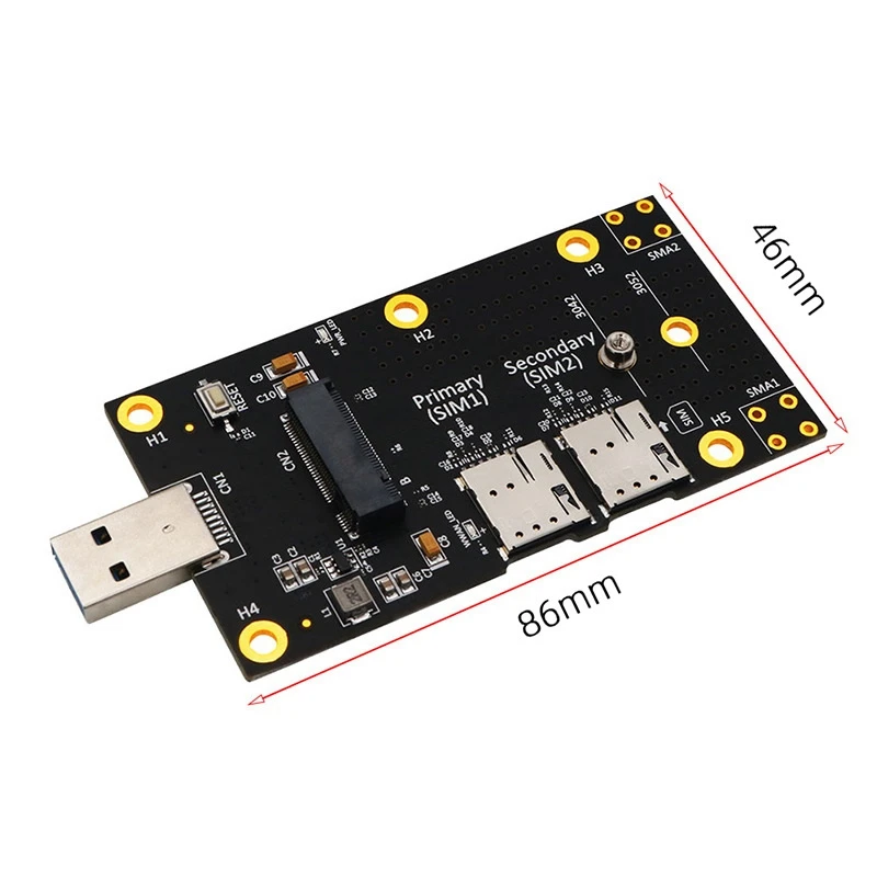 Dual SIM To USB Adapter Card M.2 Key B To USB3.0 Adapter Expansion Card With Dual NANO SIM Card Slots