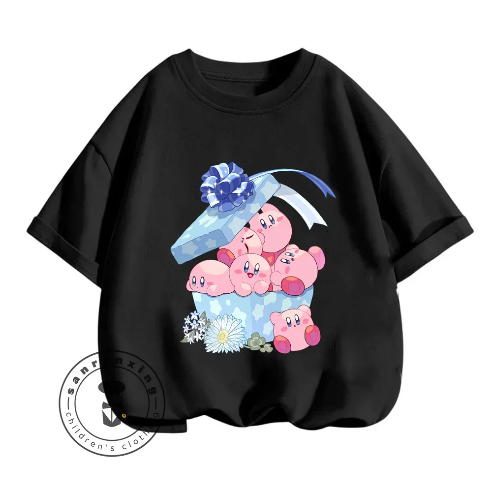 Fashion Meets Fun Kirby Boy Girl T-shirts Featuring Beloved Adventure Game Cartoon Prints Hip-Hop Style That\'s Soft Comfortable