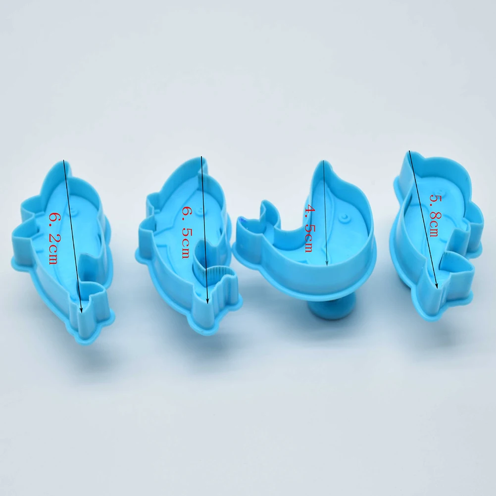 

4pcs Baking Cake Mold Dolphin Shape Plastic Diy Chocolate Fondant Sugar Decoration Reusable Petal Paste Marzipan Anniversary