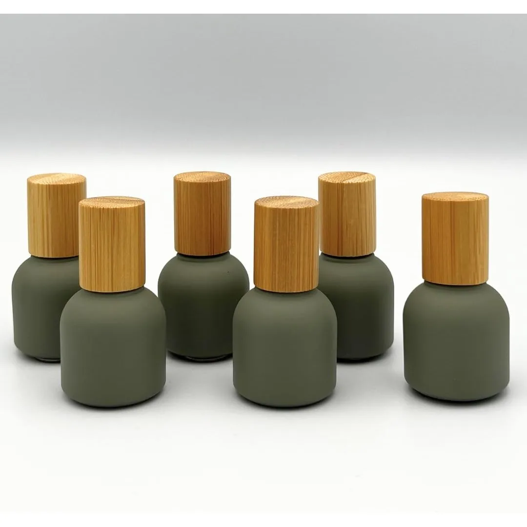 6PCS 10ml Glass Roller Bottles with Bamboo Cap and Stainless Steel Ball for Essential Oils Container Refill Refillable Bottles