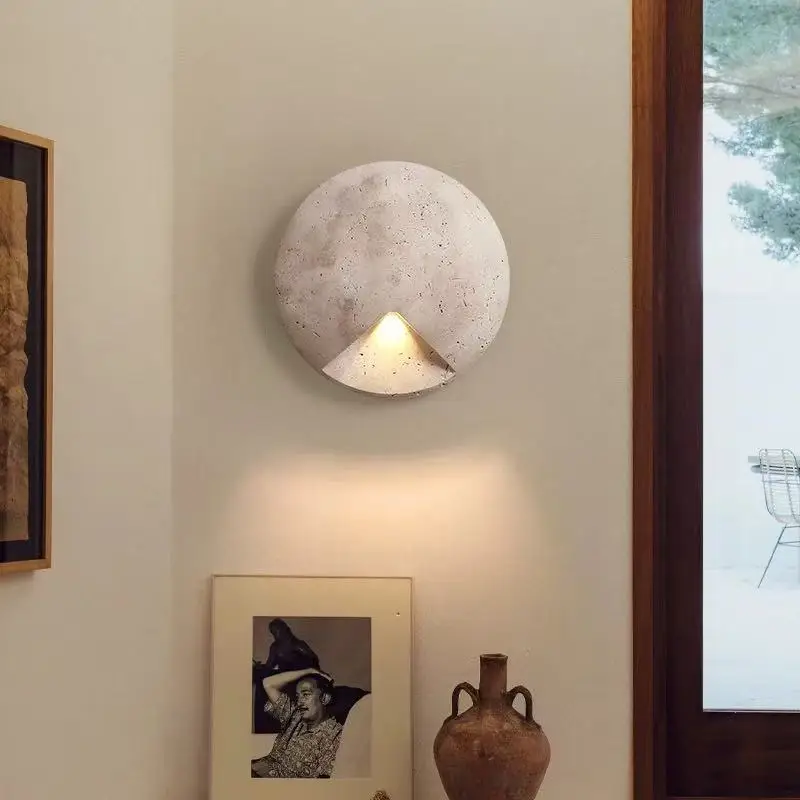 Lampada da parete in marmo naturale di lusso leggero Camera da letto Soggiorno Portico Lampada decorativa in travertino giallo