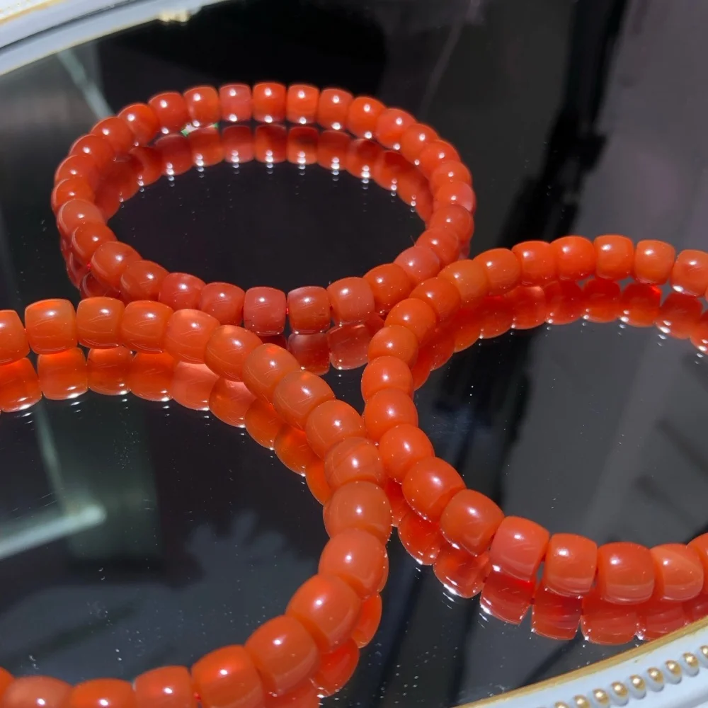 Hot Sale Natural Red Nanhong Agate 7mm Beads Bracelet Elastic Stretch Healing Energy Gemstone Unisex Jewelry