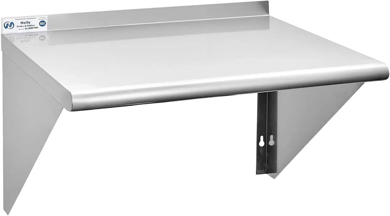 

Stainless Steel Floating Shelf 18x24 Inches, 300 lb Capacity, Wall Mount for Restaurant Kitchen Home Hotel